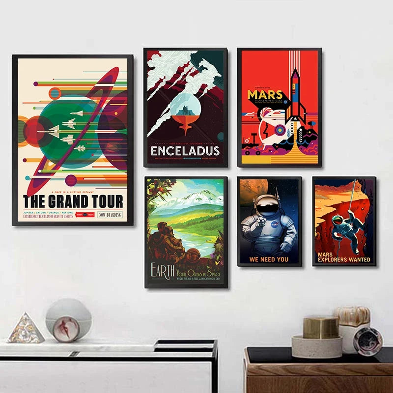 Nordic Abstract Space Travel Vintage Poster – Wall Art Print