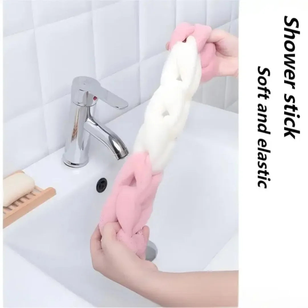 Colour Block Mesh Bath Sponge Ball & Back Scrubber Towel