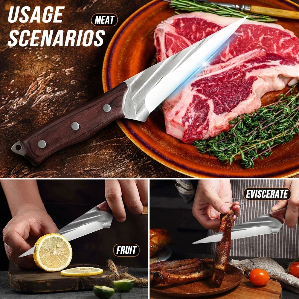 Hand-Forged High-Carbon Steel Boning Knife – Wood Handle