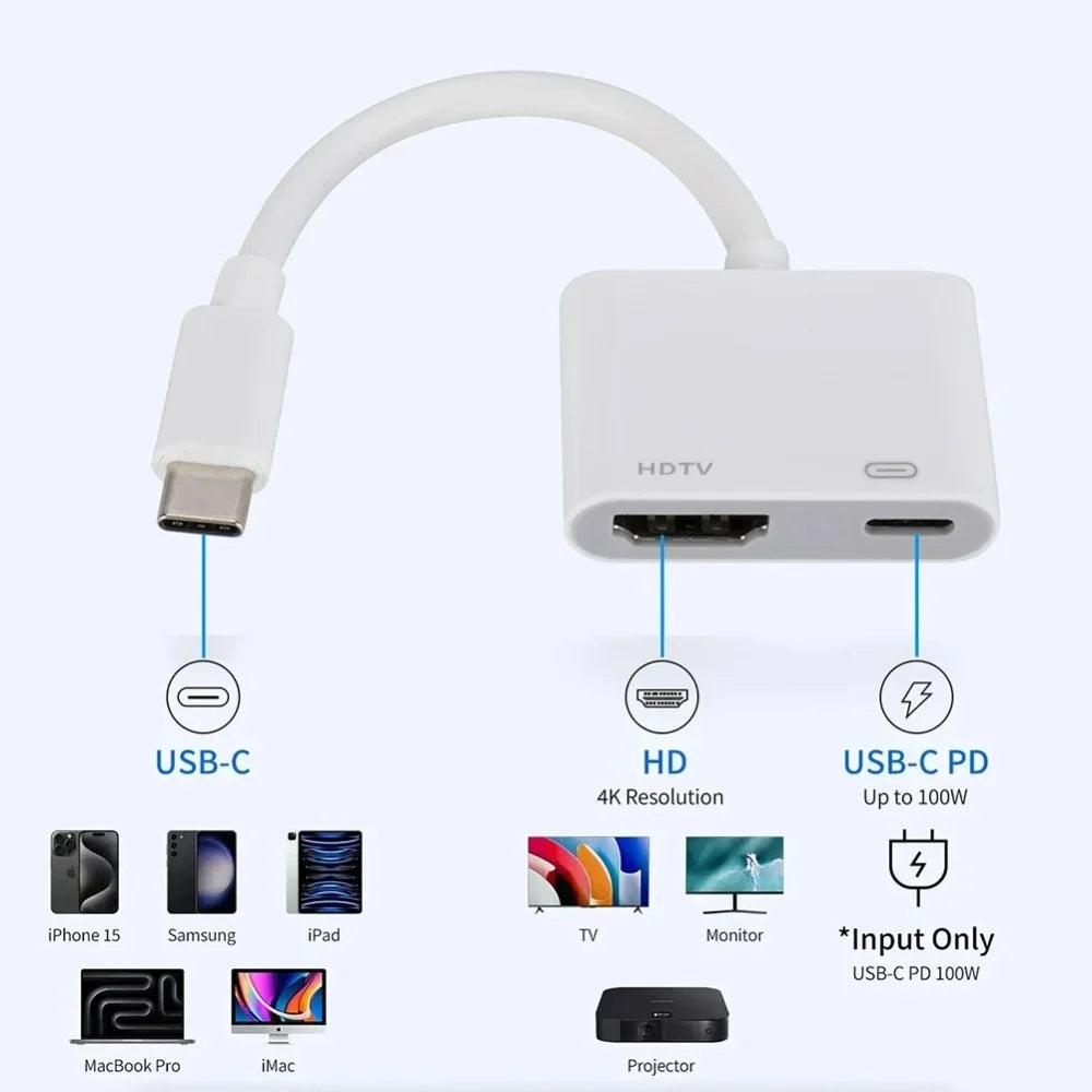 USB-C to HDMI 4K 60Hz Adapter – iPhone, MacBook, Samsung
