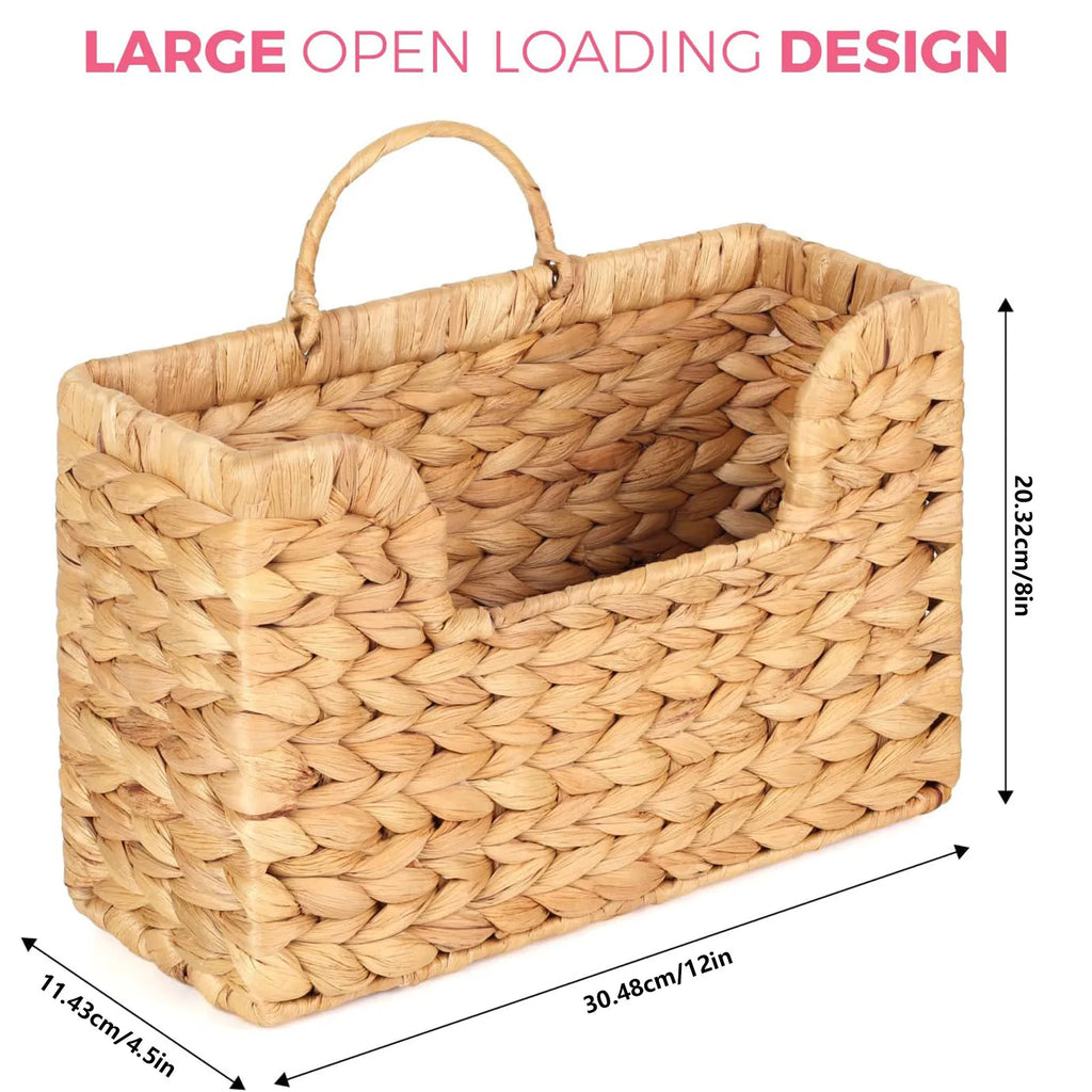 Boho Woven Wall Hanging Basket & Rattan Magazine Holder