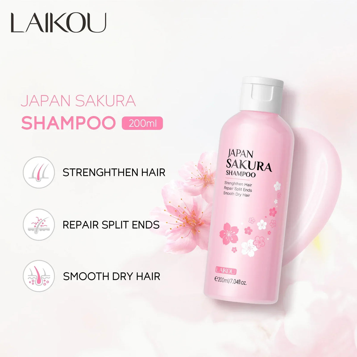 LAIKOU Sakura Shampoo & Conditioner – Nourishing Anti-Frizz