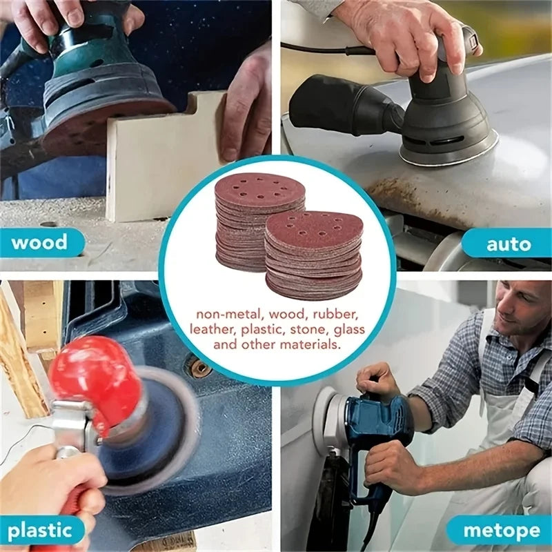 Universal 8 Hole Sanding Discs Sandpaper Metal Wood Glass Sander
