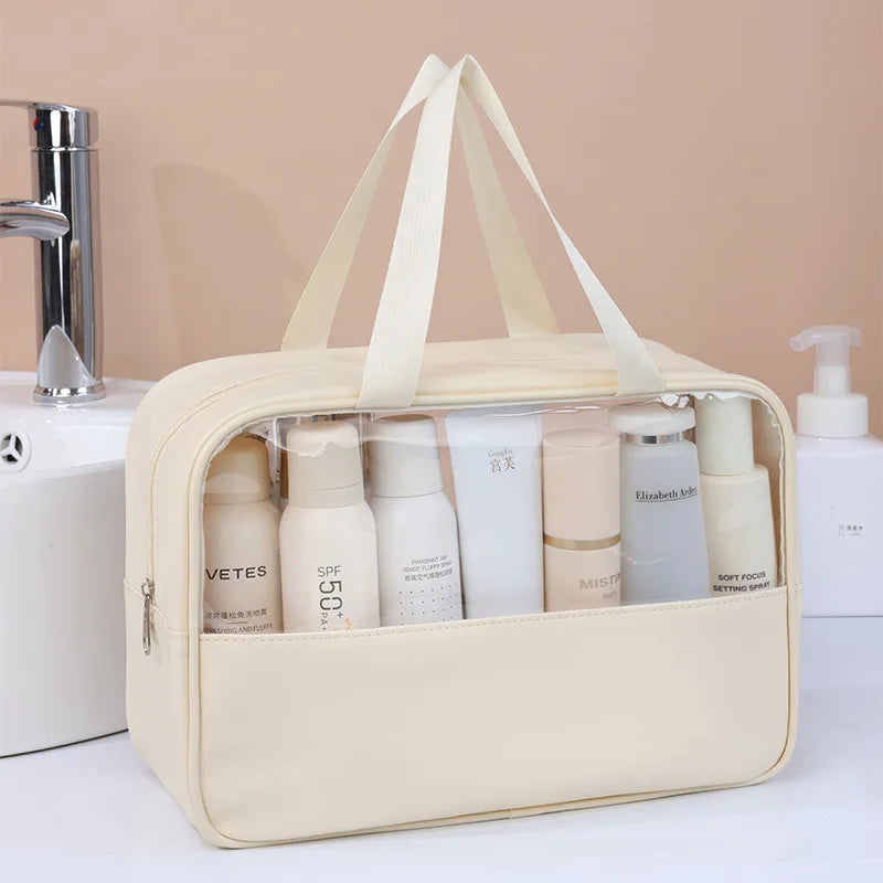 Portable Travel Cosmetic Bag Women Transparent Makeup Large-capacity