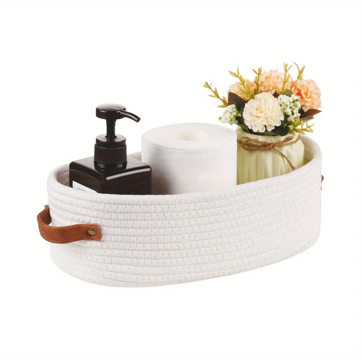 Oval Handle Bathroom Storage Basket Clothes Box Layered Finishing