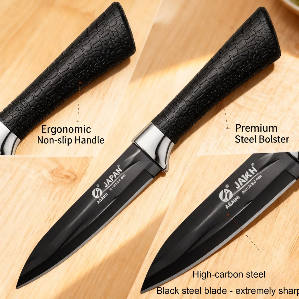 High-Carbon Steel Paring Knife – Sharp Black-Coated Blade