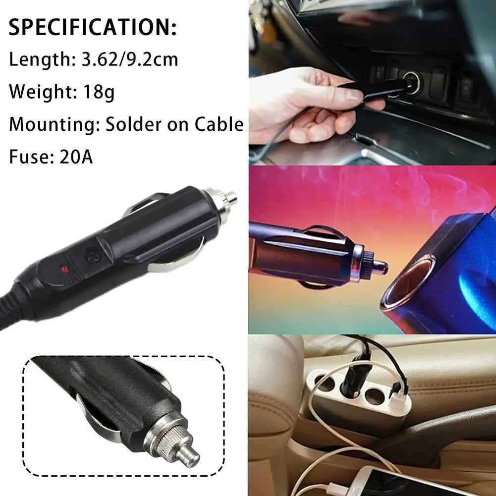 12V/24V 20A Car Cigarette Lighter Socket Plug Adapter LED