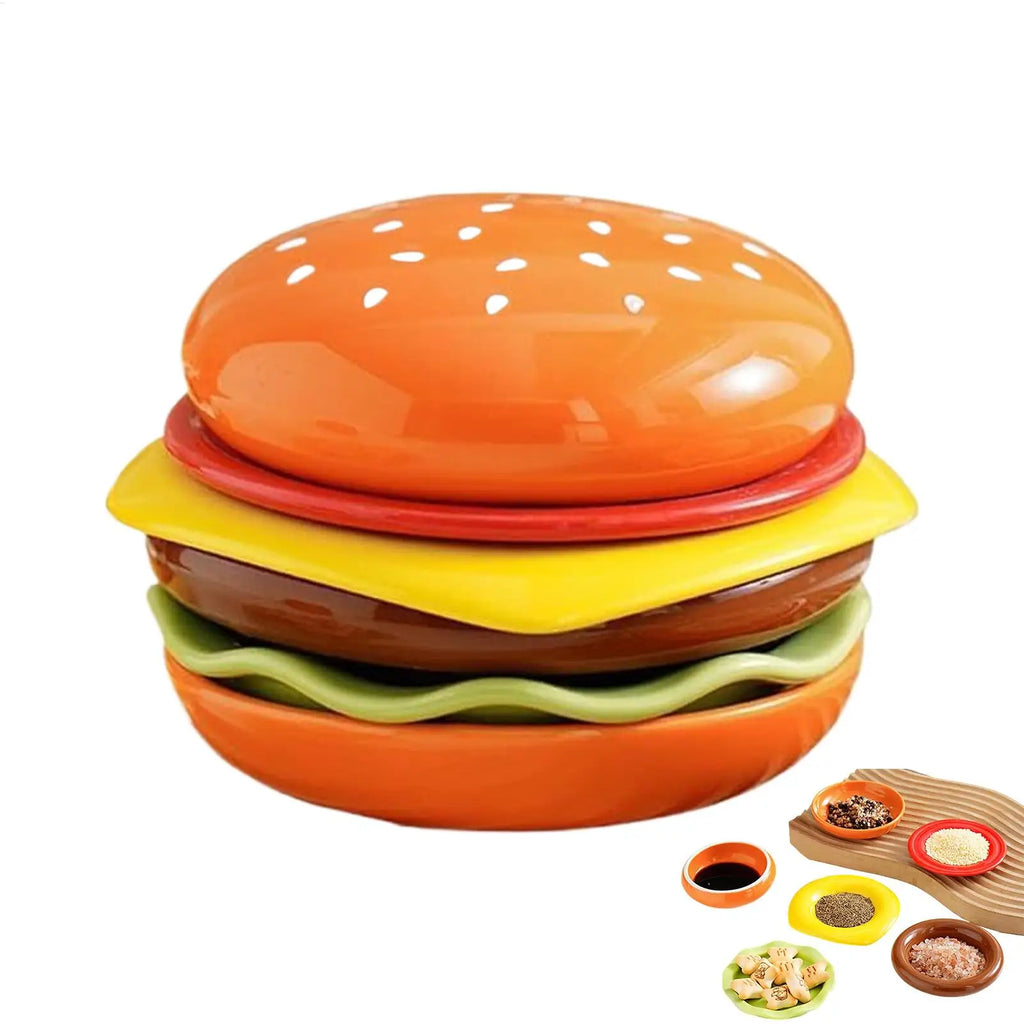 6 Seasoning Plate Burger Plates Stackable Sauce Bowls Dishwasher Safe