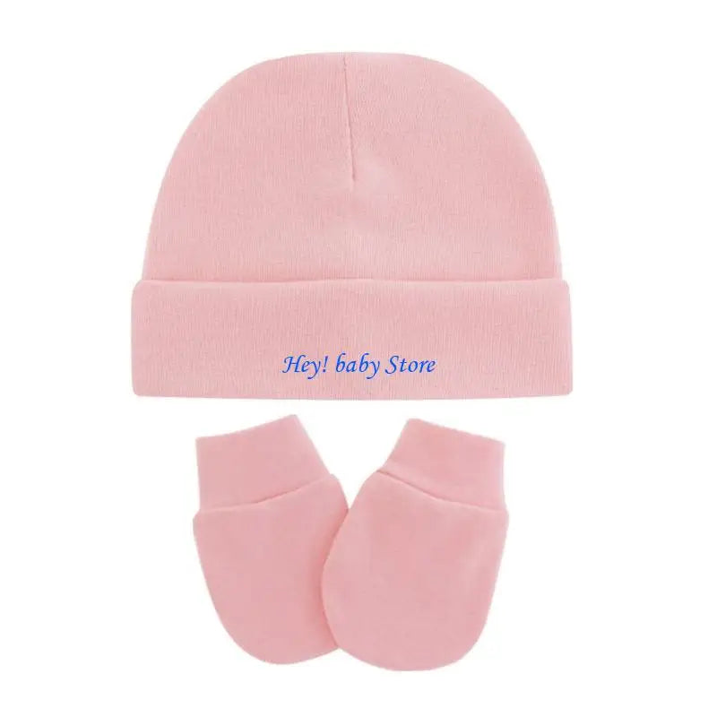 Baby Hat & No-Scratch Mittens Set | Soft Knit Turban Beanie