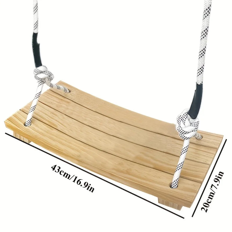 Adult Hanging Swing Chair – Solid Wood Porch Swing Indoor/Outdoor