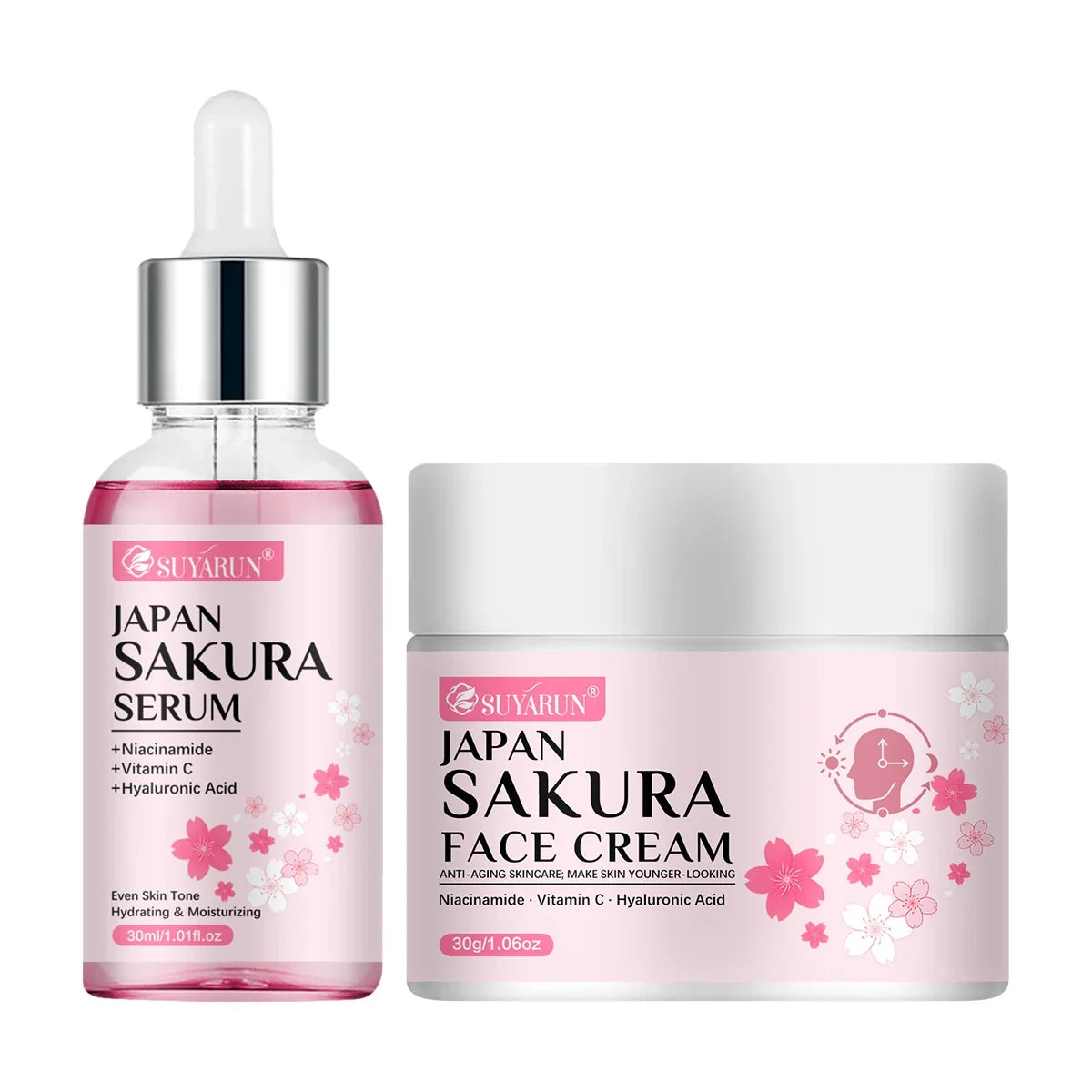 Cherry Blossom Moisturizing Cream & Serum Skincare Set