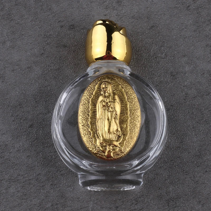 Beautiful Gold Rose Crystal Glass Empty Holy Water Jesus Bottle