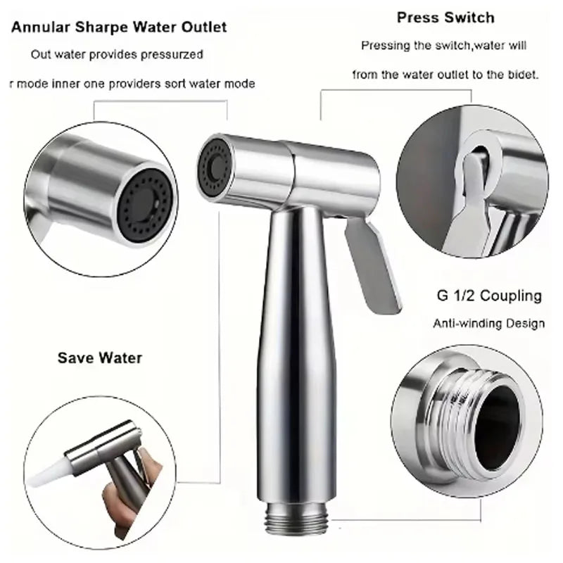 YANKE Handheld Shower Spray Kit – Stainless Steel & Wall Bracket