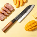 Premium Japanese Santoku Knife – Clad Steel, Wood Handle
