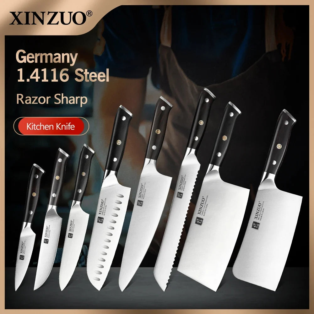 XINZUO Yu 8-Piece Knife Set | 1.4116 Steel & Ebony Handle