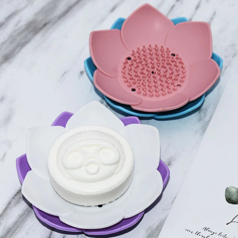 Lotus Silicone Soap Dish with Drainage | Bathroom Soap Holder