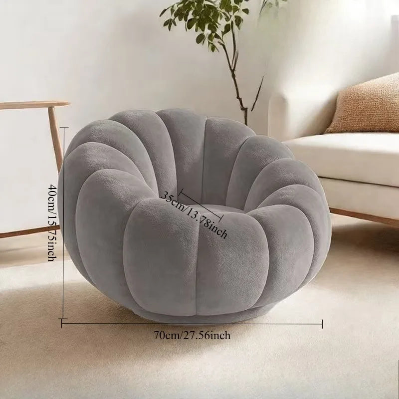 Lamb Wool Plush Pumpkin Single Sofa Chair – Cream Lounge Seat