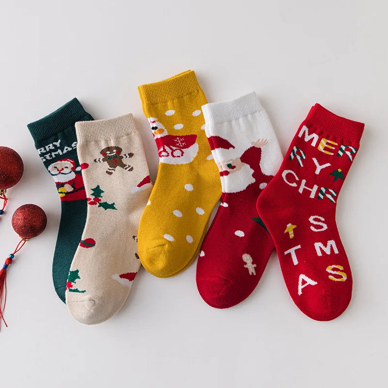 Kids Christmas Socks 5 Pairs | Cotton Santa Gift Ages 1–10