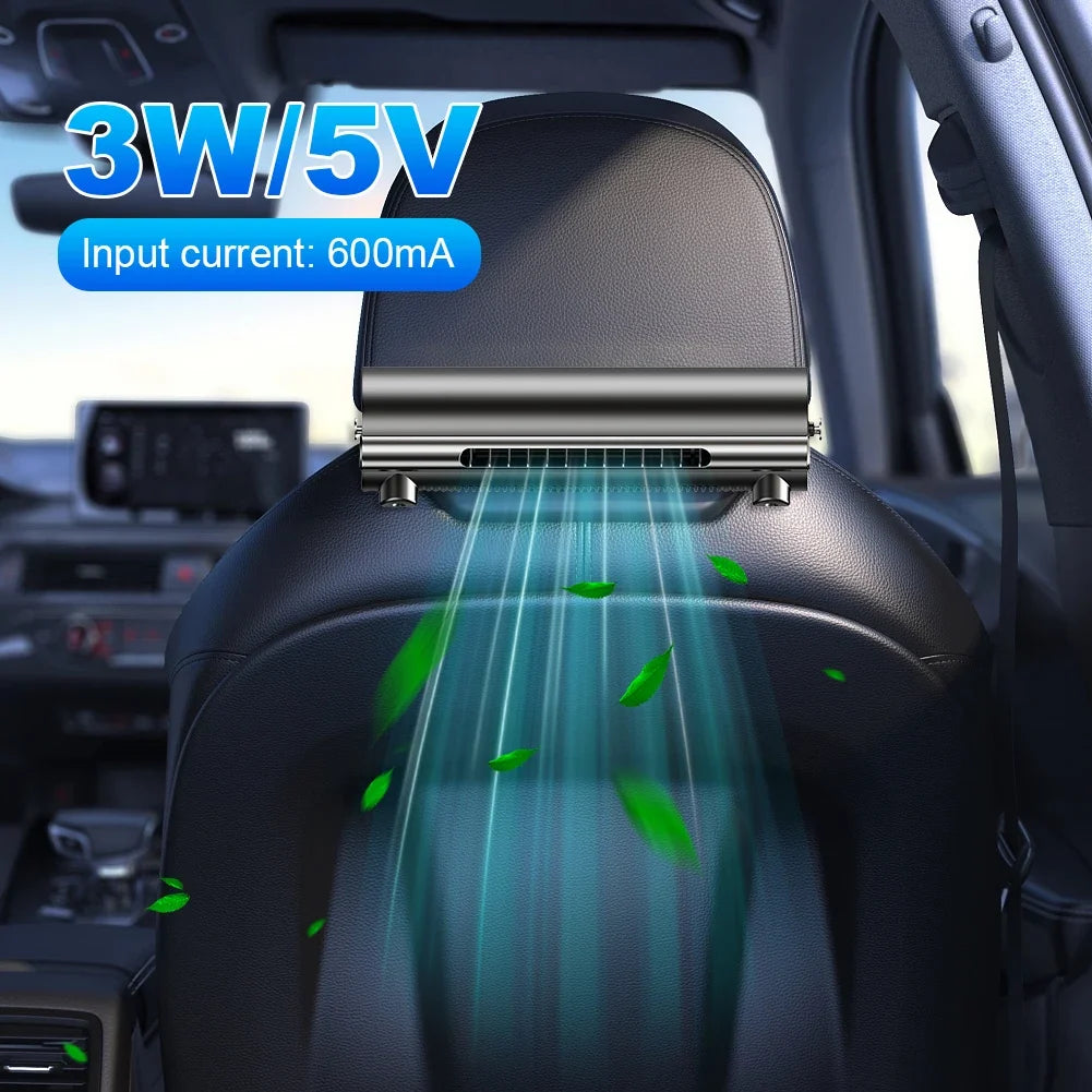 USB Car Rear Headrest Cooling Fan – 3-Speed Seat Ventilator