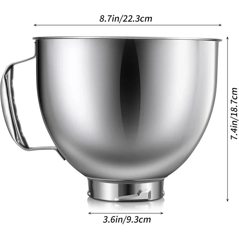 Stainless Steel Bowl for KitchenAid 4.5–5 Qt Tilt-Head Mixer