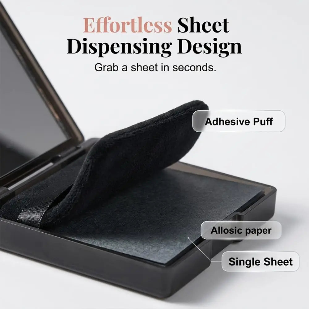 Oil Blotting Sheets for Oily Skin with Mirror & Puff – 100 Pack