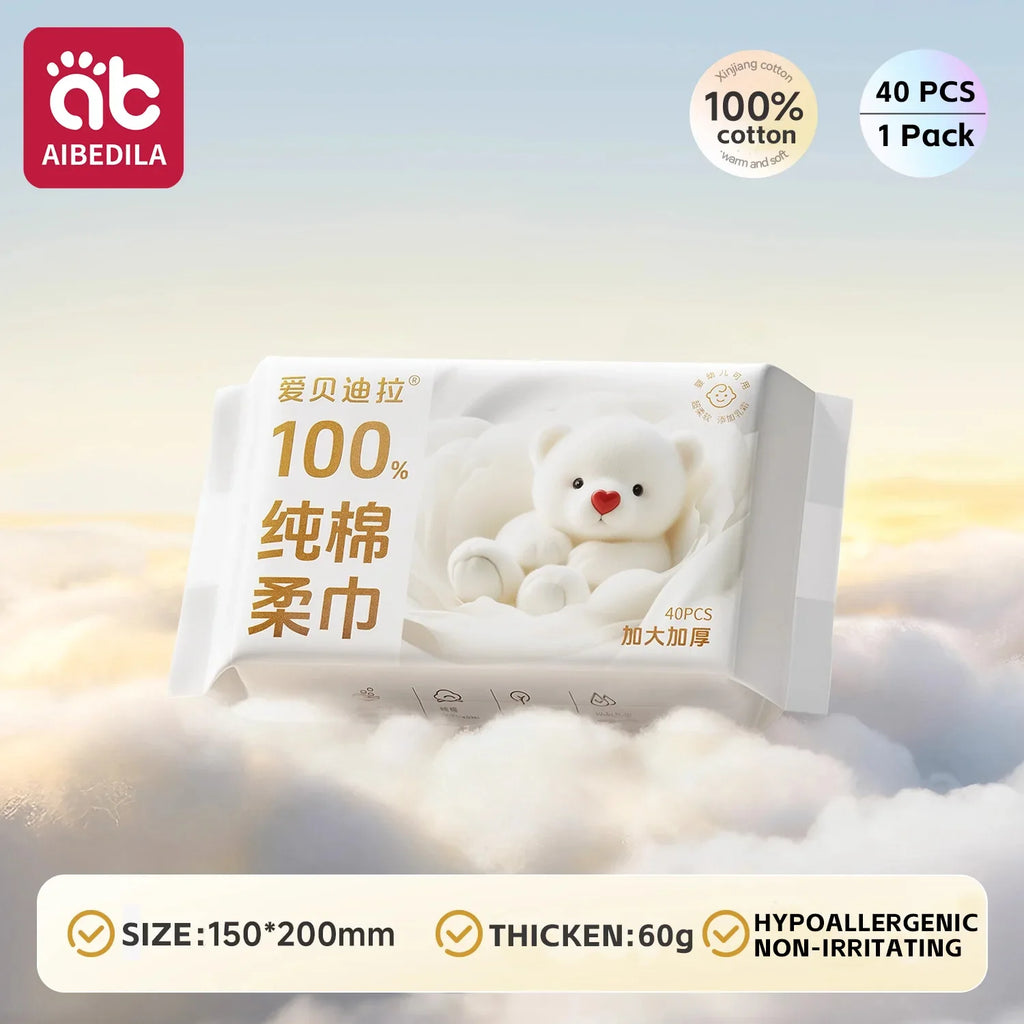 AIBEDILA Baby Cotton Dry Wipes – Unscented & Hypoallergenic