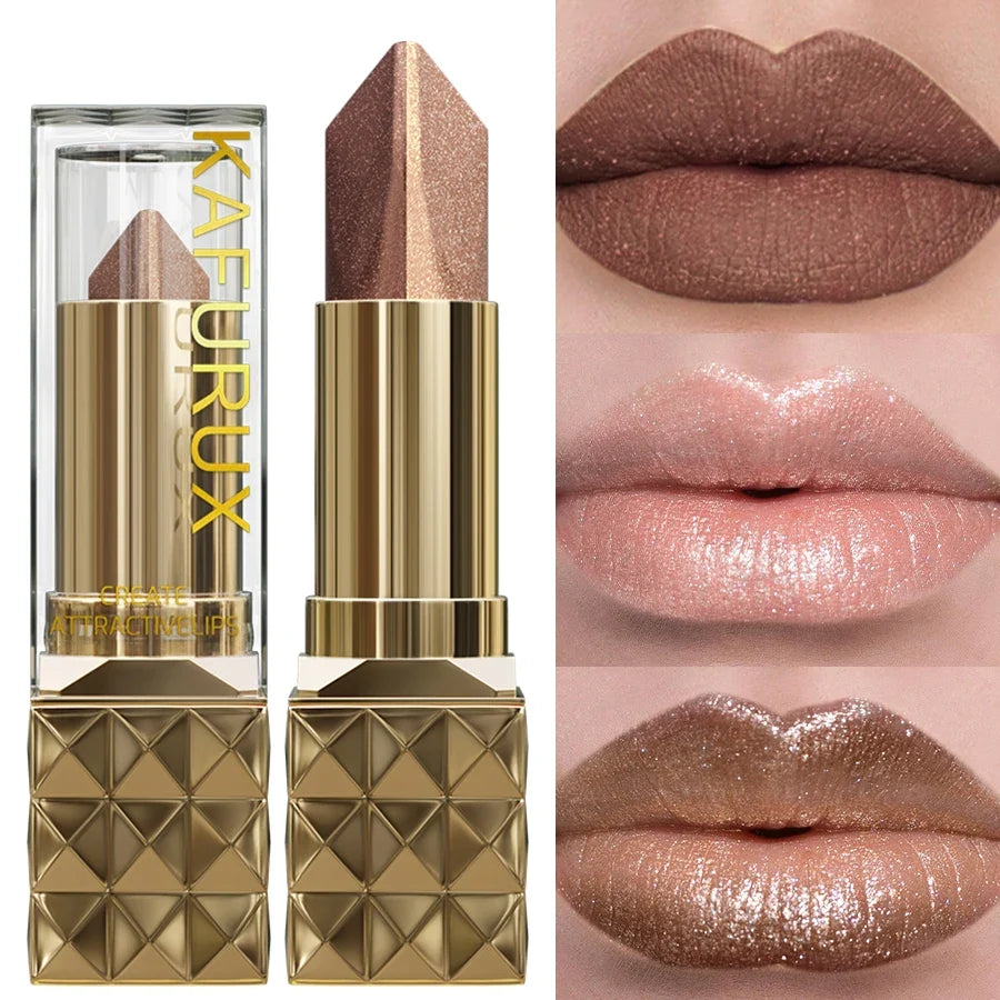 KAFURUX Glitter Two-Tone Metallic Lipstick | Matte Pearlescent
