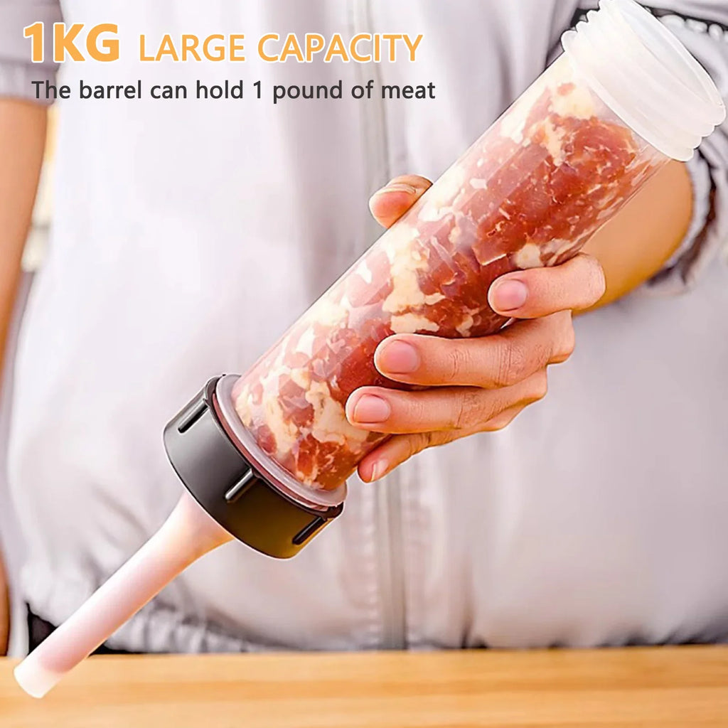 Manual Sausage Maker with 3 Filler Nozzles | Hand Push Stuffer