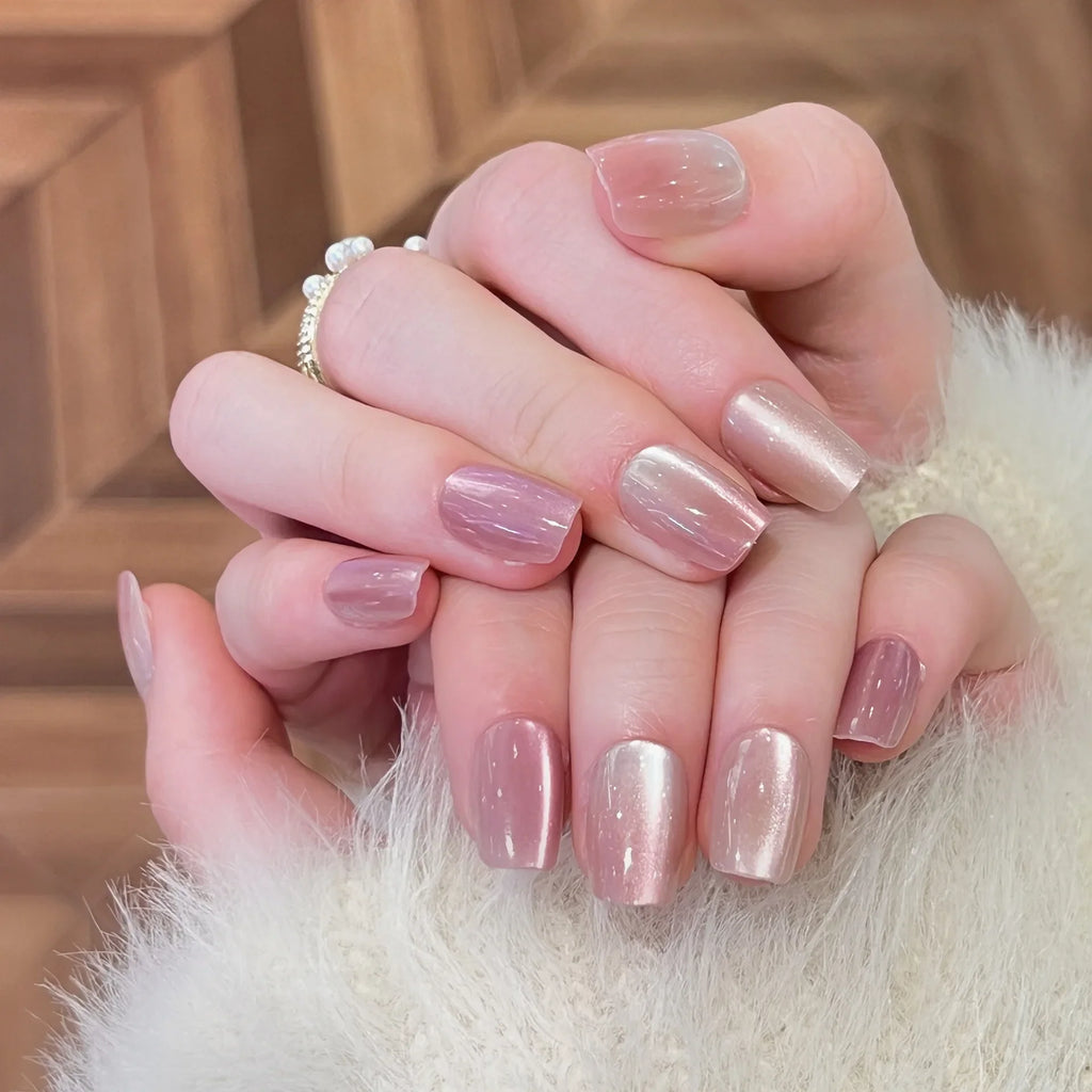 Aurora Press On Nails Gradient Pink Square Fake Nails 10pcs