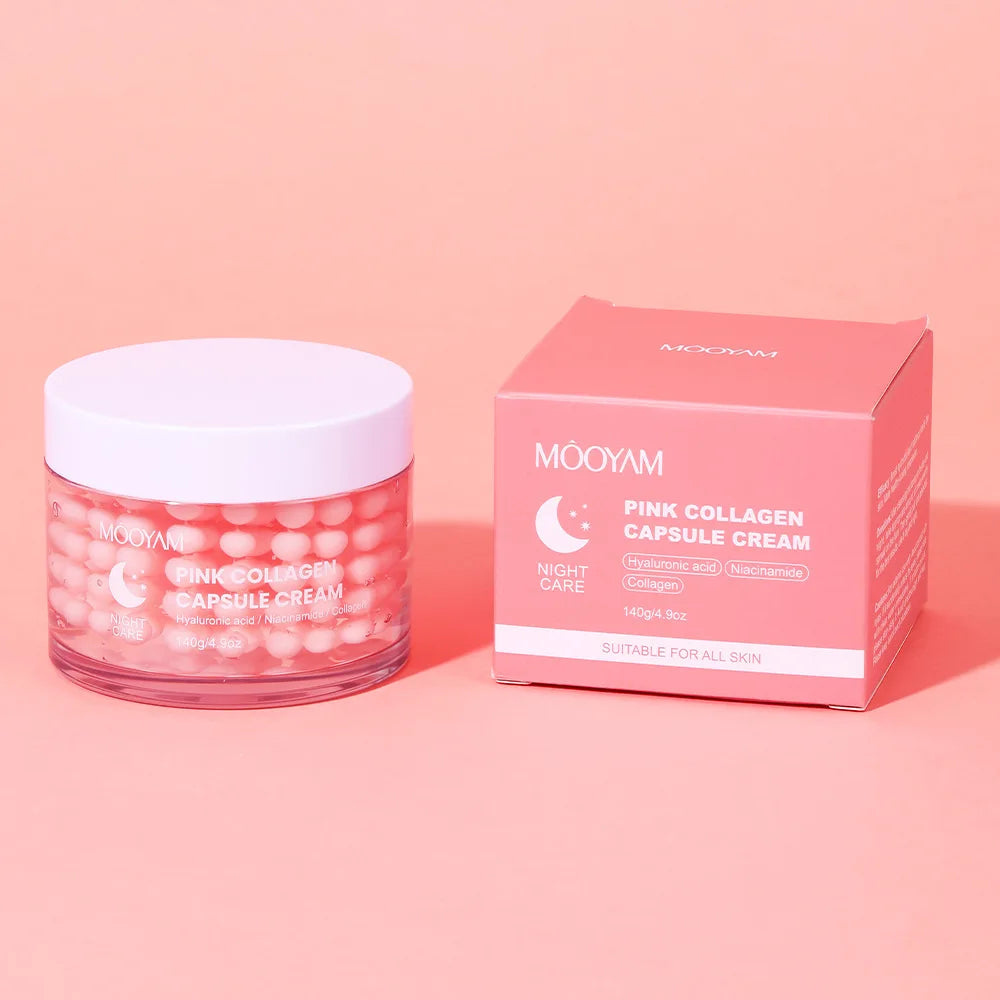 Anti Wrinkle Pink Collagen Capsule Cream Face Aging Gel Firming