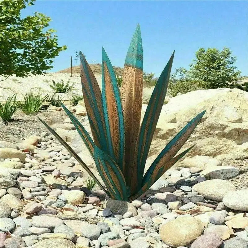 DIY Metal Agave Rustic Garden Sculpture – 9-Leaf Yard Art Decor