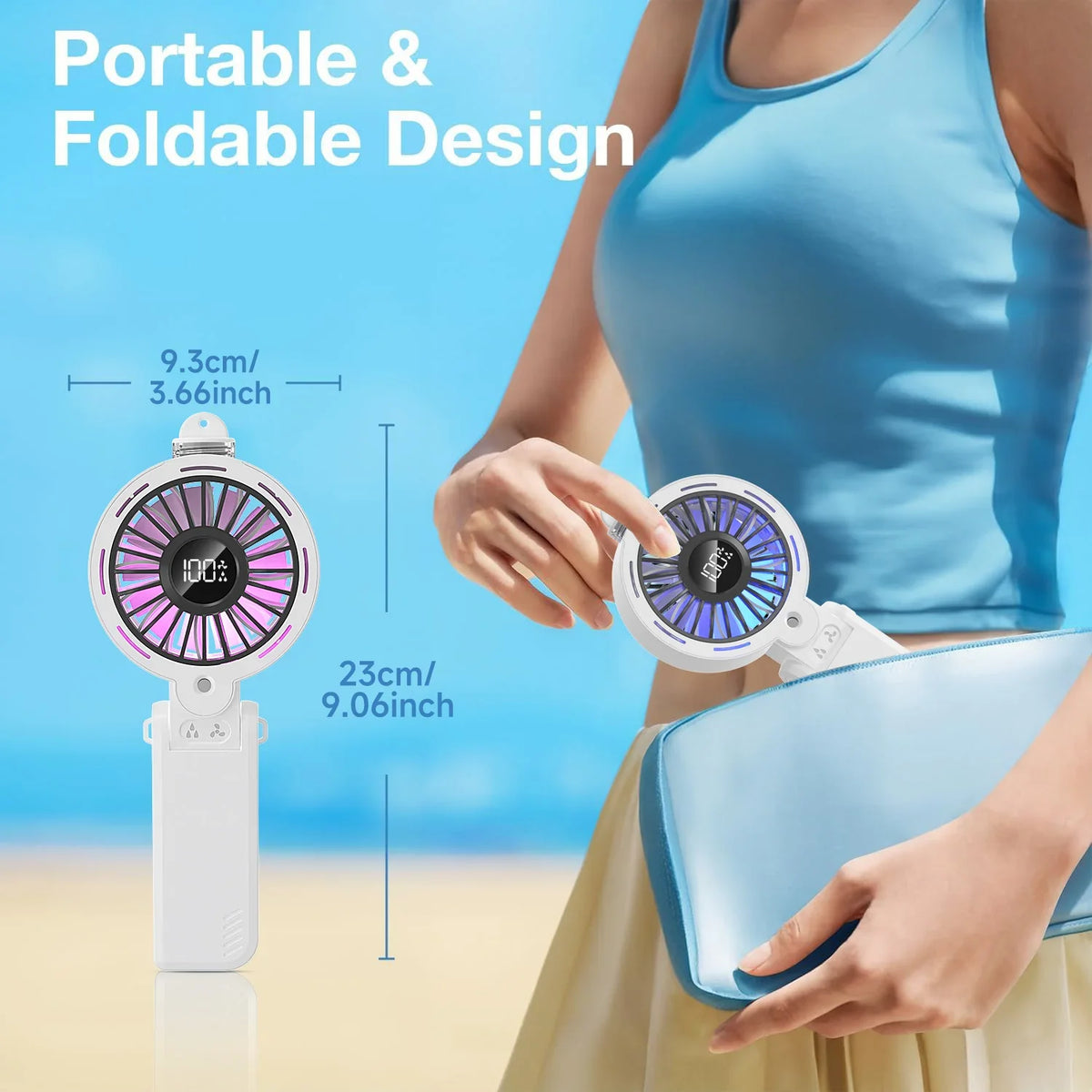 Portable Mist Fan USB Rechargeable 3600mAh | Spray & Nightlight
