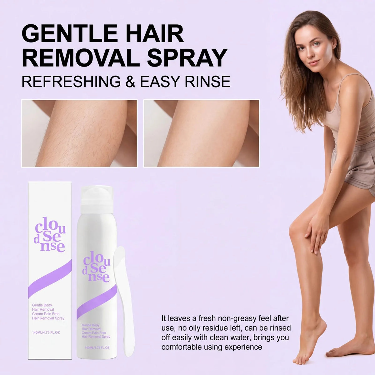 Hair Removal Spray & Growth Inhibitor – Gentle Formula 140ml