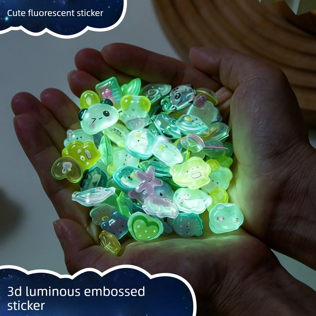 Luminous 3D Embossed Cartoon Stickers | Japanese Kawaii Decals