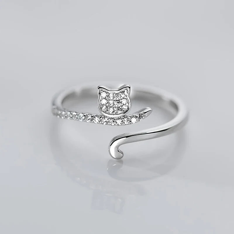 Huitan Cat Ring – Cubic Zirconia Adjustable Opening Ring