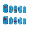 Goldfish Press On Nails – Blue Cat Eye Short Ballet False Nails