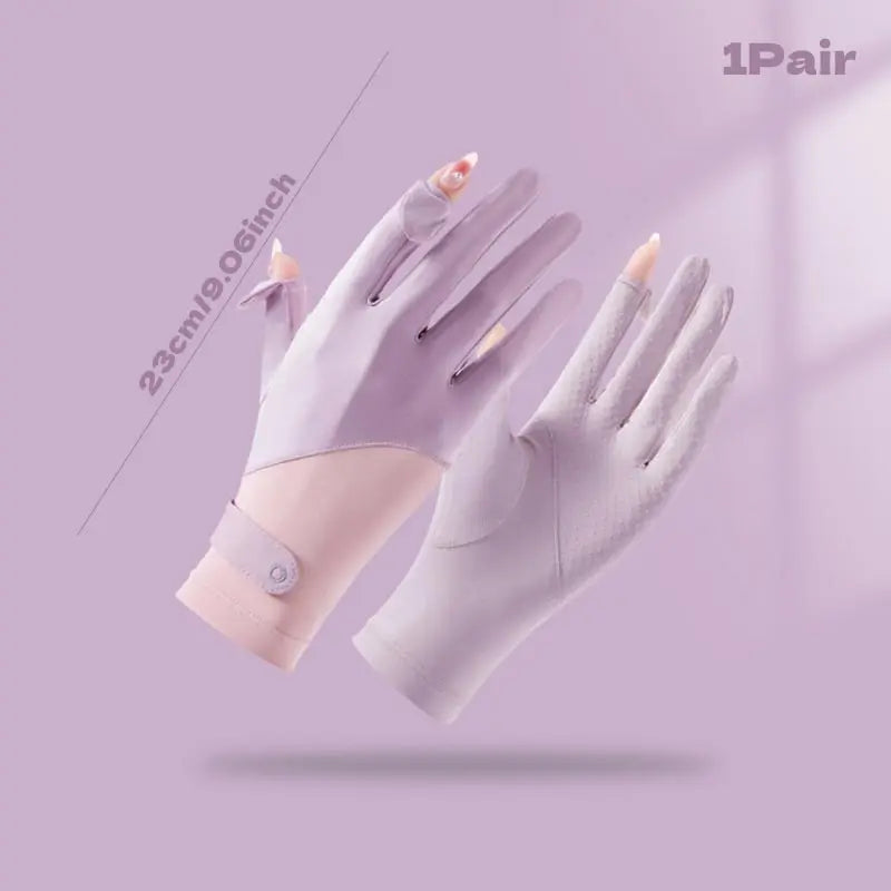Summer Sunscreen Gloves Women Thin Ice Silk Anti-ultraviolet Dew