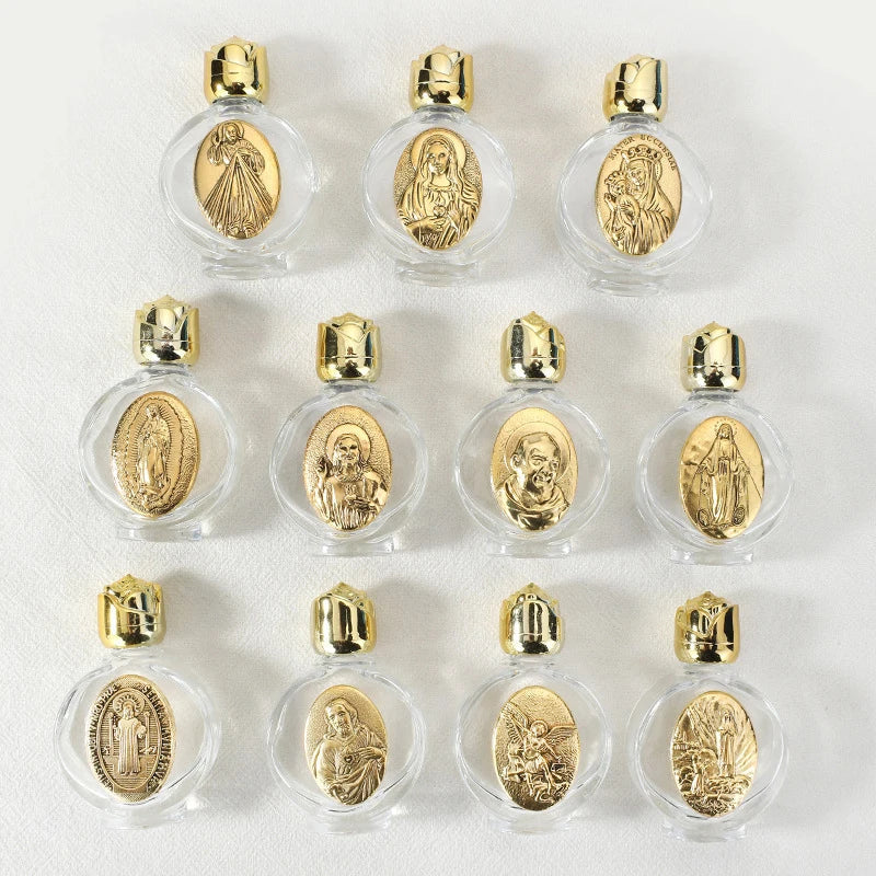 Beautiful Gold Rose Crystal Glass Empty Holy Water Jesus Bottle