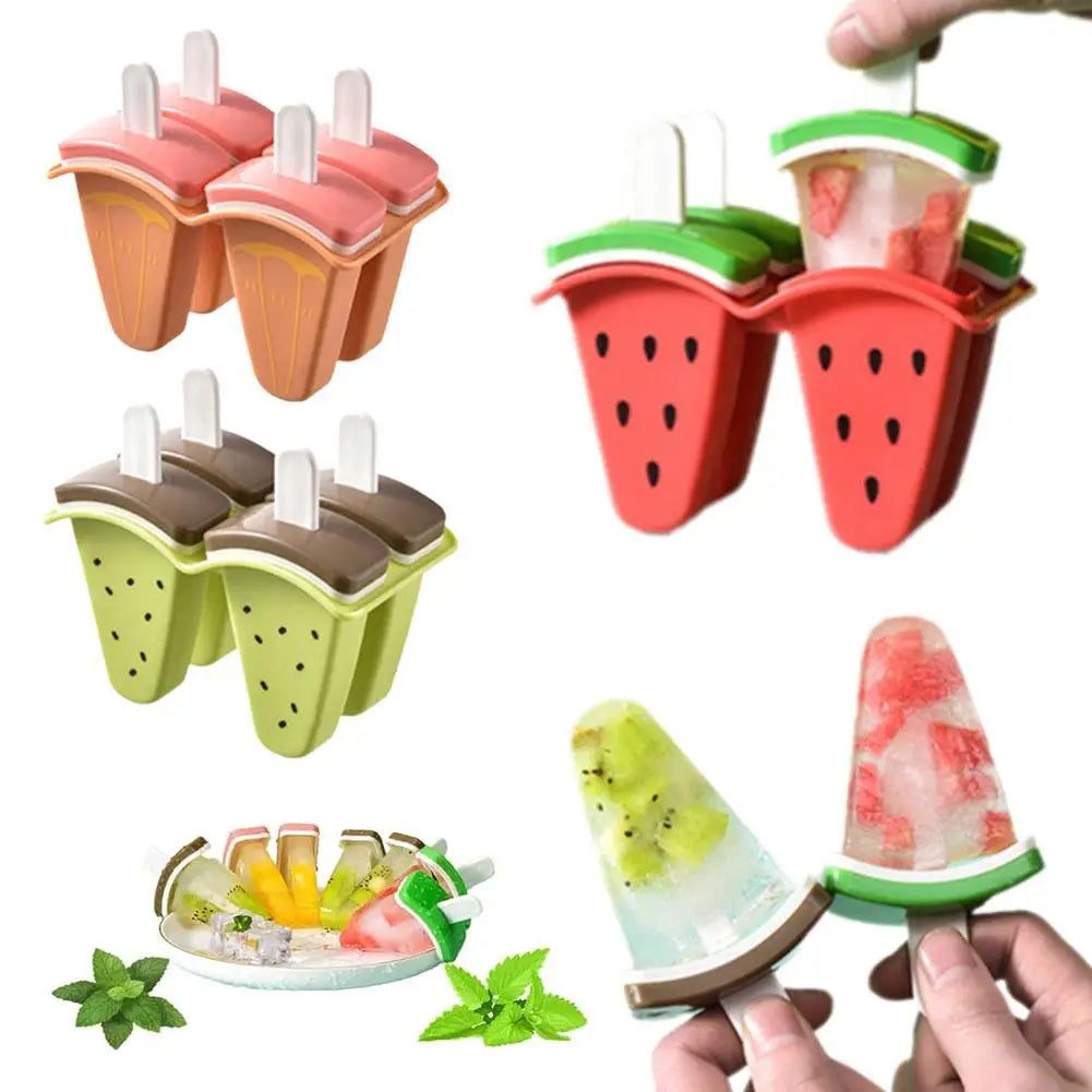 6-Grid Watermelon Silicone Popsicle Mold Tray with Sticks