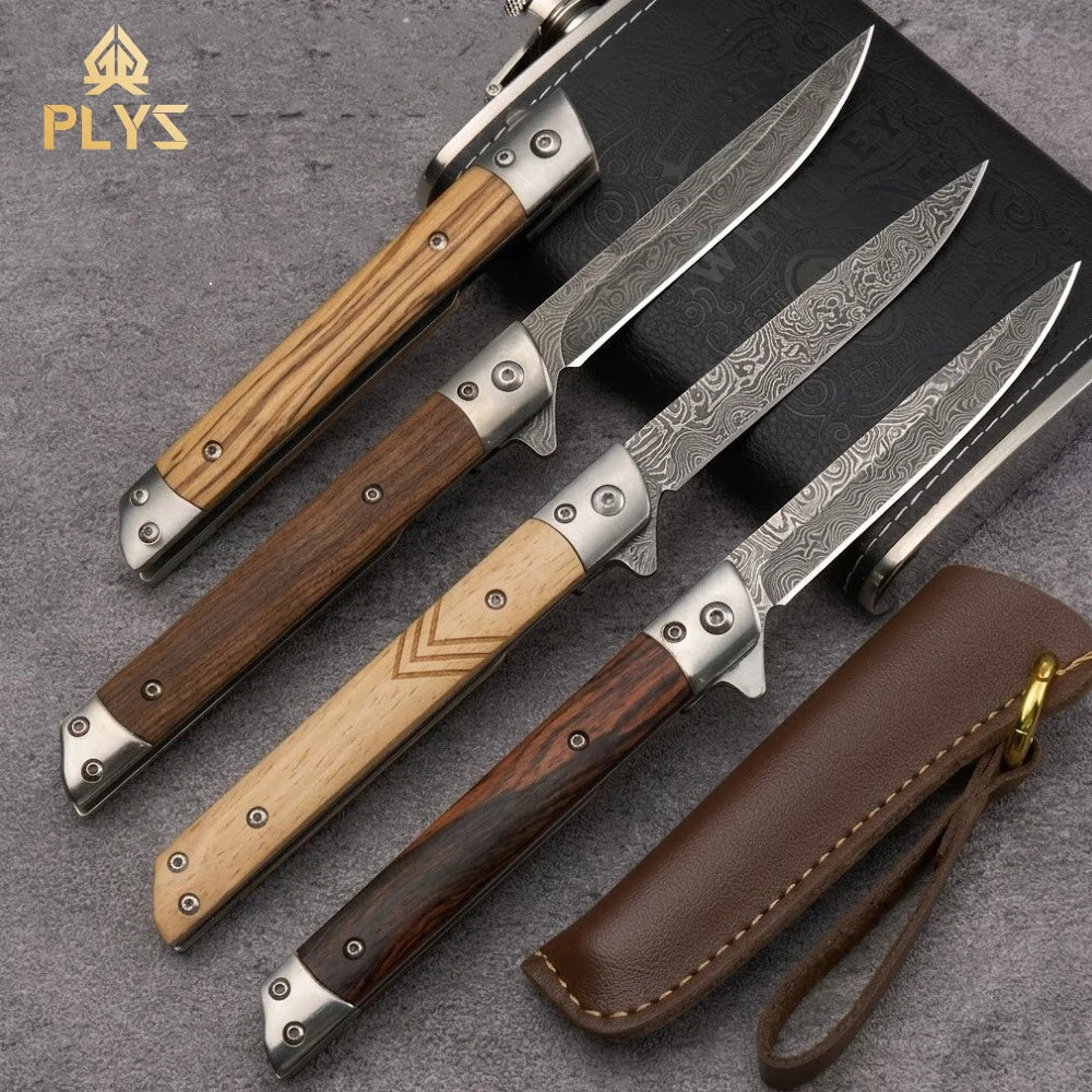 Damascus Folding Knife – EDC Stainless Steel Camping Knife
