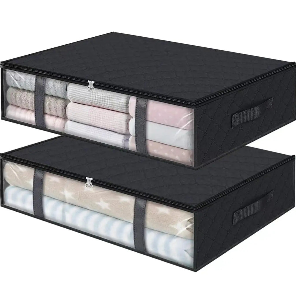 Large Under Bed Storage Bags Non-woven Clothes Organizer Clear Window