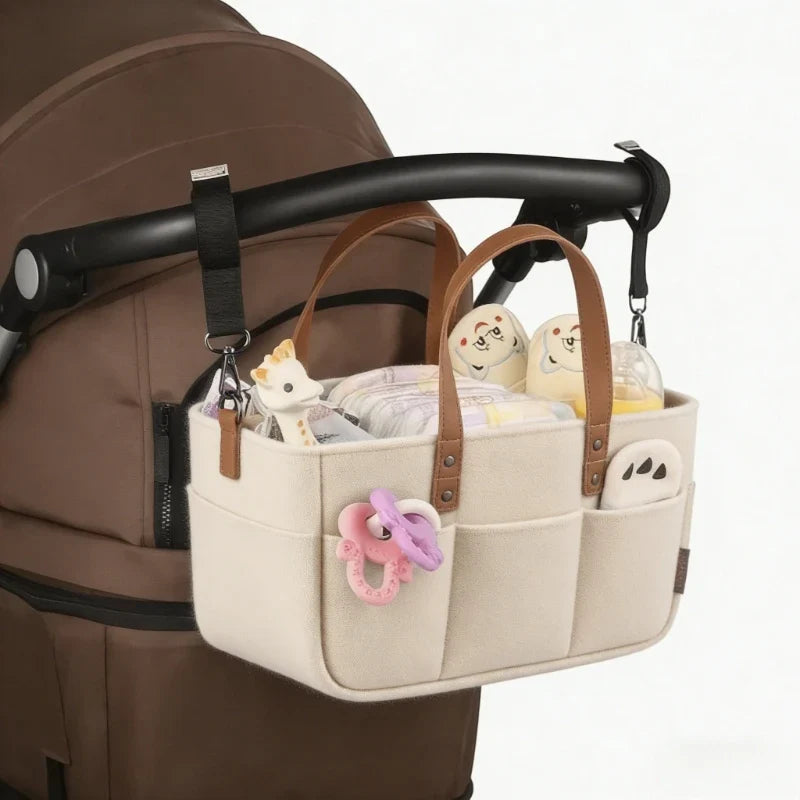 Baby Felt Nursery Organizer Diaper Caddy Basket with Handle