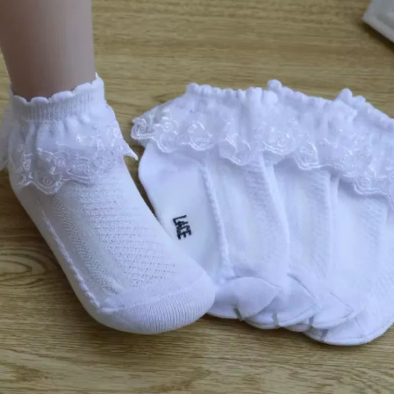 0-12Y Spring Summer Children Lace Socks Baby Girls Cotton Mesh