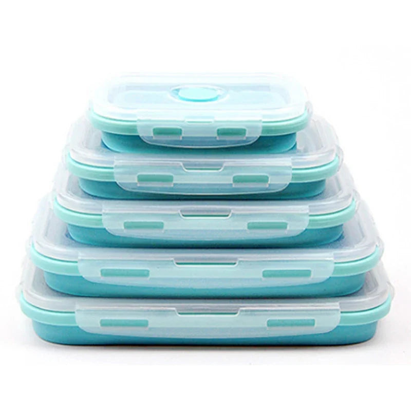 Foldable Silicone Lunch Box Set | Collapsible Food Containers