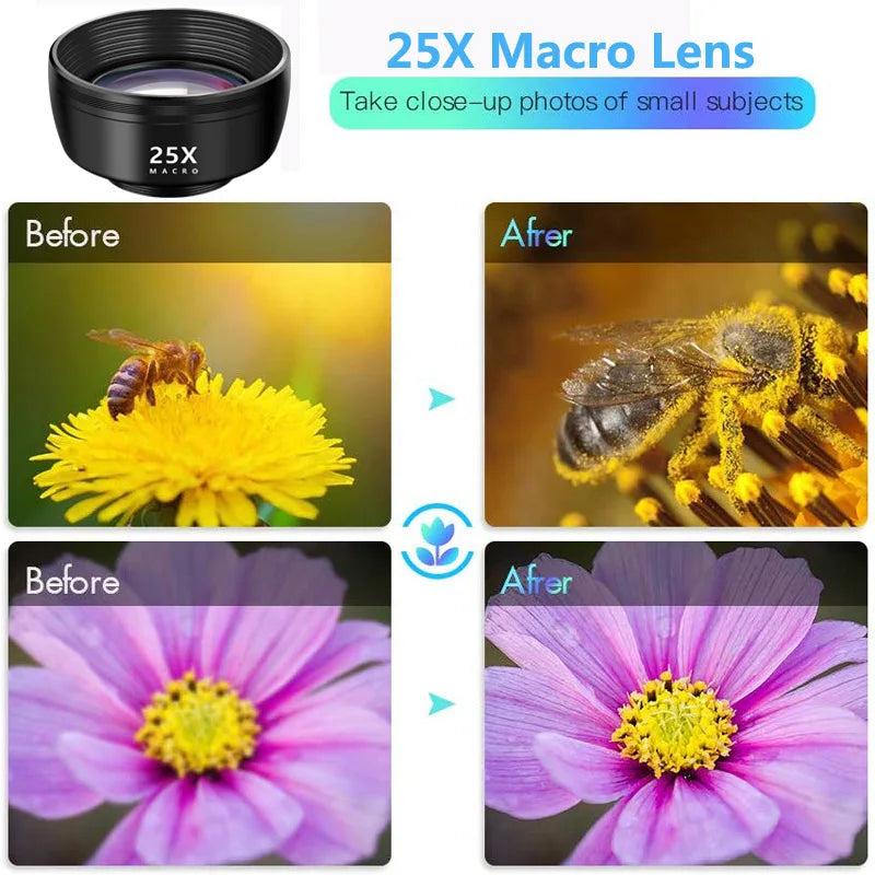 210 HD Fish Eye Lens Phone 120 Wide Angle 25X Macro 2X Portrait