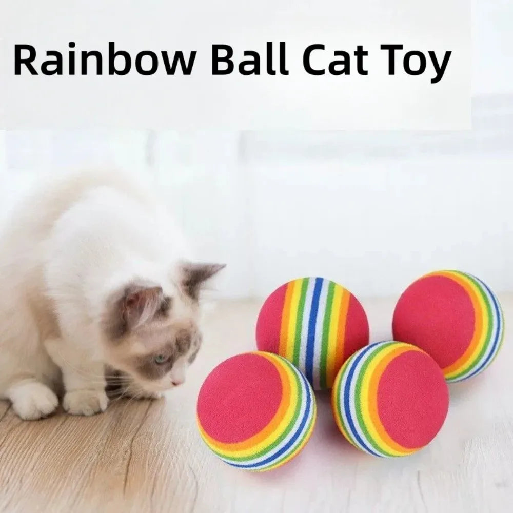 Rainbow EVA Cat Toy Balls 5-Pack – Interactive Pet Play