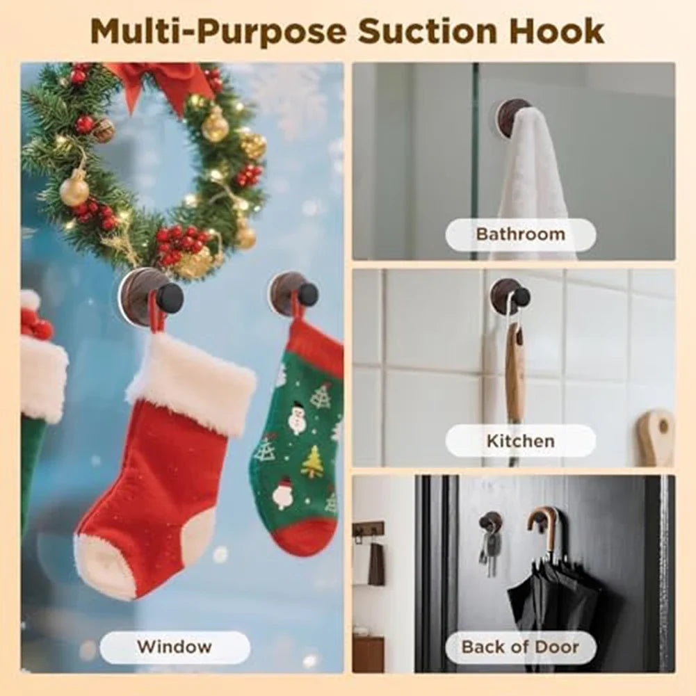 LEENKEA 2-Pack Wooden Suction Cup Hooks | No-Drill Wall Hooks