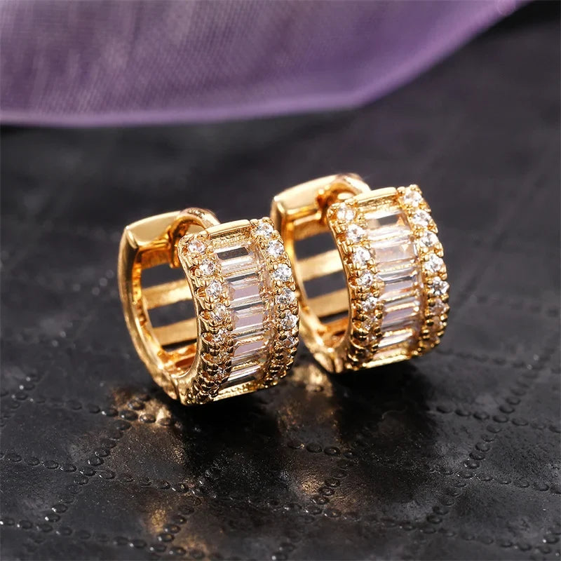 Huitan Women's Cubic Zirconia Hoop Earrings | Sparkling Fashion