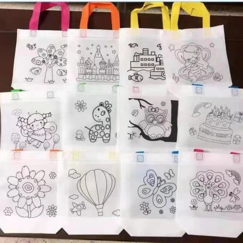 24-Pc DIY Graffiti Party Bags & Markers Set – 12 Bags + 12 Markers