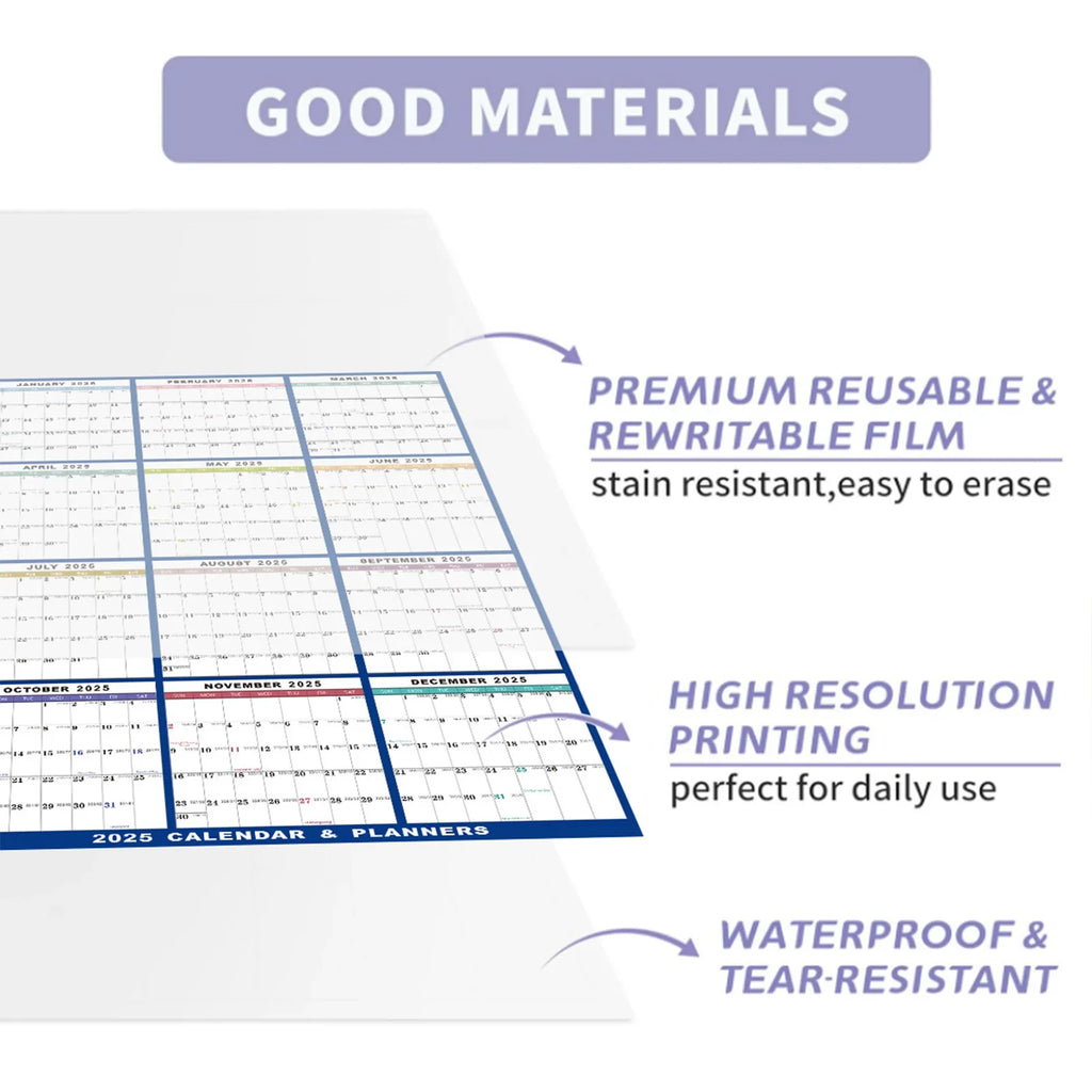 2026 Laminated Erasable Wall Calendar | Double-Sided Foldable